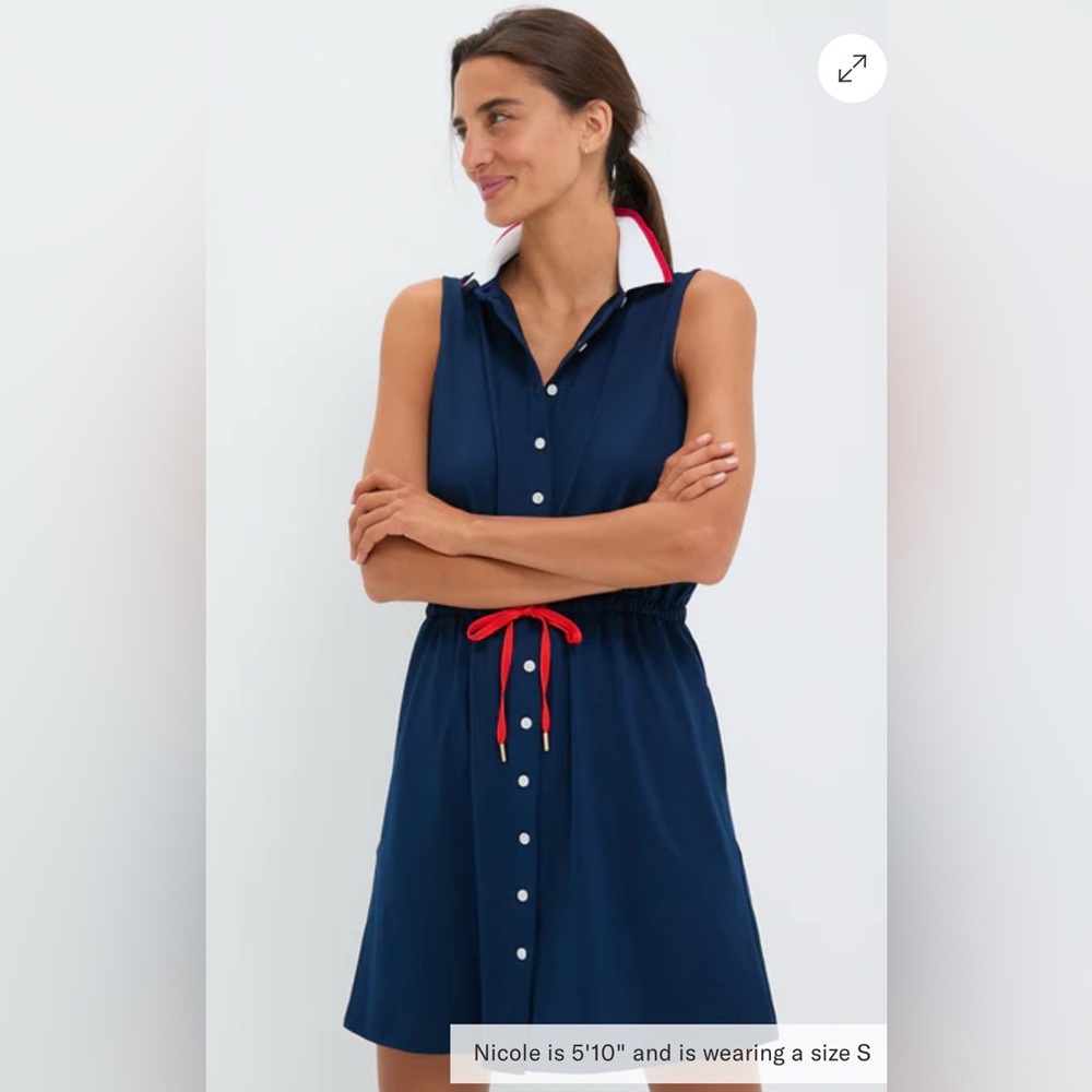 Tuckernuck Navy Sleeveless Performance Jersey Alcott Golf Dress